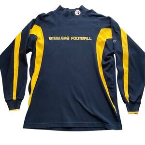 Reebok‎ NFL Pittsburgh Steelers Mock Neck Long Sleeve Shirt Men's Medium Black